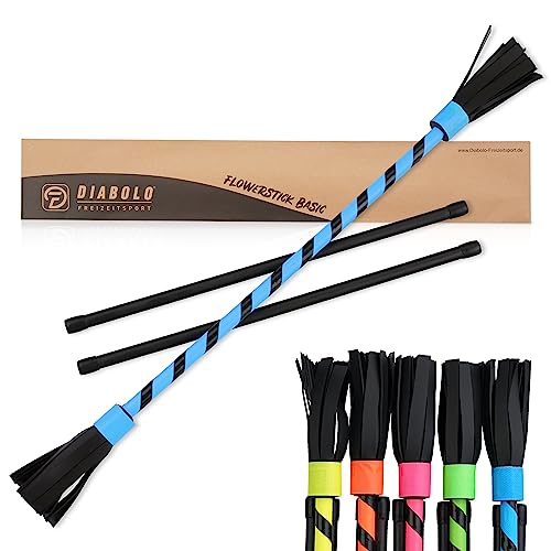 Diabolo Freizeitsport Flowerstick Basic (türkis) - UV reaktiver Flower Stick mit Zwei Glasfaser Handstäben, Hingucker auf Festivals, ideal für Anfänger, leicht zu kontrollieren von Diabolo Freizeitsport