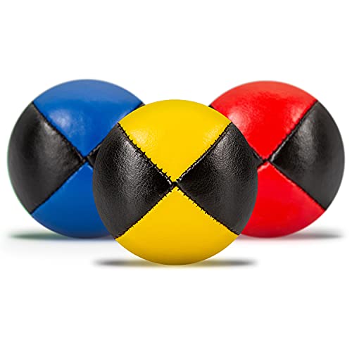 Diabolo Freizeitsport Jonglierbälle 3er Set, 62mm Jonglierball mit nachhaltiger Vogelhirse gefüllt, wasserabweisendes Kunstleder, ideal für Kinder & Anfänger von Diabolo Freizeitsport