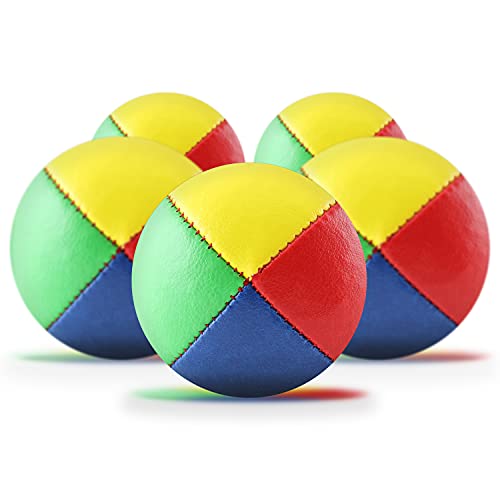 Diabolo Freizeitsport Jonglierbälle 5er Set, 62mm Jonglierball mit nachhaltiger Vogelhirse gefüllt, wasserabweisendes Kunstleder, ideal für Kinder & Anfänger von Diabolo Freizeitsport