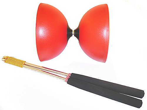 Henrys Circus Diabolo ROT mit ULK2 schwarz + Henrys Alustäbe von Diabolonet-Kreisz