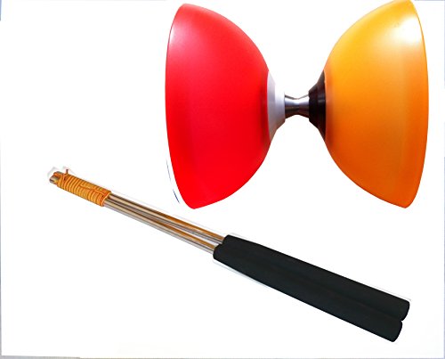 Henrys Diabolo Vision Free Set rot-orange inkl. Alu-Handstäbe von Diabolonet-Kreisz