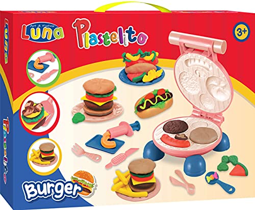 Diakakis Luna Kinder Knetset Burger Fast Food 10 Knetstangen Soft Knete Presse Werkzeug von Diakakis