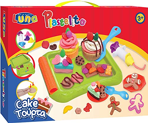 Diakakis Luna Kinder Knetset Cupcake Kuchen m. 4 Dosen Soft Knete Ausstechformen Werkzeug von Diakakis