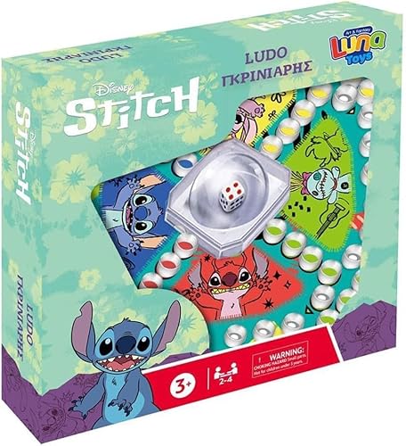 Disney Lilo & Stitch Pop-Up-Ludo-Brettspiel | Traditionelles Ludo-Brettspiel-Set für Kinder | Stitch-Geburtstagsgeschenk für Kinder von Diakakis