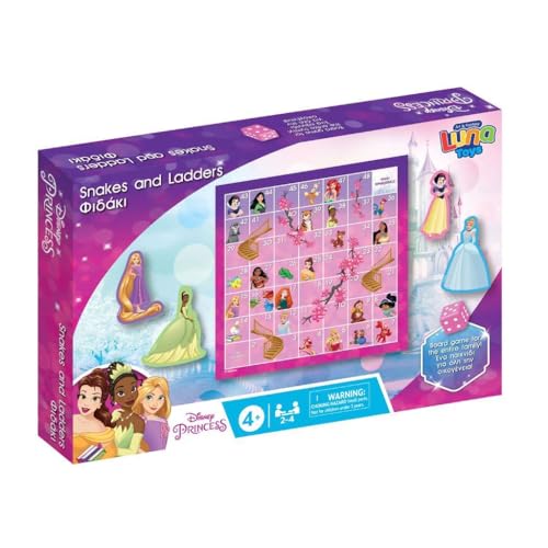 Disney Prinzessinnen Schlangen und Leitern Traditionelles Brettspiel, Prinzessinnenschlangen und Leitern, Spiel für Kinder und Familie, für 2–4 Spieler, ab 4 Jahren Disney Prinzessinnen Schlangen und Leitern Traditionelles Brettspiel, Prinzessinnenschlangen und Leitern, Spiel für Kinder und Familie, für 2–4 Spieler, ab 4 Jahren von Diakakis