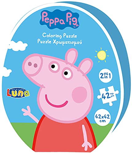 Luna 2in1 Kinder Puzzle Malpuzzle Peppa Pig 42-TLG. XL-Puzzleteile 42 x 42 cm von Diakakis