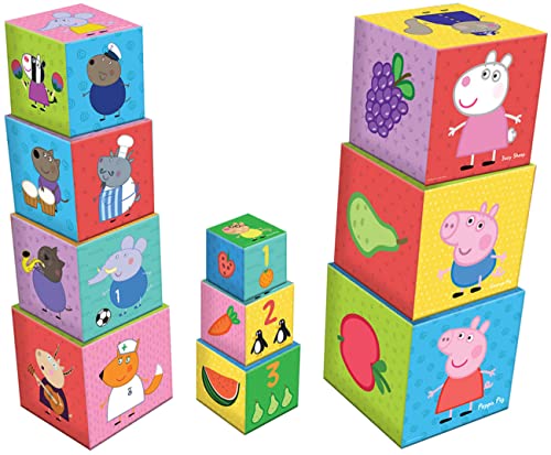 Diakakis Stapelturm Stapelwürfel Baby Spielzeug 10-TLG. Peppa Pig mit Zahlen Lernspielzeug von Diakakis