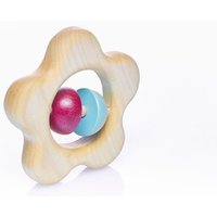 Pfingstweid - Greifling Blume aus Ahorn mit Buche Halbkugeln in türkis und kirschrot, Holz von Diakonie Pfingtweid e.V.