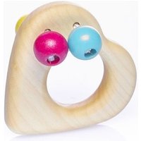 Pfingstweid - Greifling Herz aus Ahorn mit Buche Kugeln in türkis, gelb, pink und lila, Holz von Diakonie Pfingtweid e.V.