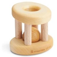 Pfingstweid - Greifling Rolli aus Ahorn & Buche naturfarben mit einer beweglichen Kugel aus Buche, Holz von Diakonie Pfingtweid e.V.