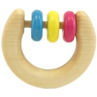 Pfingstweid - Greifling TickTick aus Ahorn mit bunten Scheiben aus Buche, Holz von Diakonie Pfingtweid e.V.