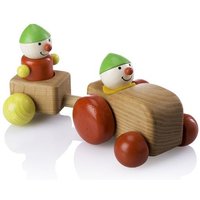 Pfingstweid - Landwicht Michel aus Erle mit magnetverbundenem Anhänger und mit flexiblem Stehwicht Ferdi, Räder aus Buche, Holz von Diakonie Pfingtweid e.V.