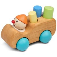 Pfingstweid - Lastwicht Fabian aus Erle mit 3 bunten Spielsteinen, Buche, in unterschiedlichen Durchmessern, Räder aus Buche, Holz von Diakonie Pfingtweid e.V.