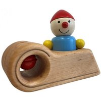 Pfingstweid - Schlittenwicht Niclas aus Erle mit flexiblem Stehwicht Marco und mit rotem Glöckchen, Holz von Diakonie Pfingtweid e.V.