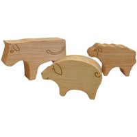 Pfingstweid - Set Hoftiere aus Erle: Schwein, Kuh, Schaf, Holz von Diakonie Pfingtweid e.V.