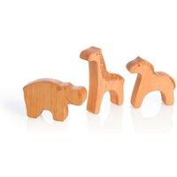 Pfingstweid - Set Zootiere aus Erle: Nilpferd, Giraffe, Pferd, Holz von Diakonie Pfingtweid e.V.