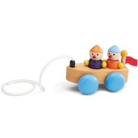 Pfingstweid - Spassboot Jenny aus Erle zum Nachziehen mit 2 flexiblen Stehwichten Moni und Susi, Räder aus Buche, Holz von Diakonie Pfingtweid e.V.