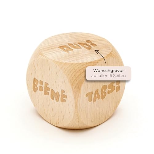 Diamandi Entscheidungswürfel aus Holz - 6cm - personalisiert mit individuellem Text - Würfel mit Gravur auf 6 Seiten von Diamandi