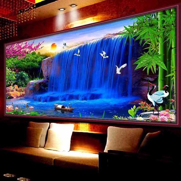 Blauer Wasserfall ab 40x100cm von Diamond Painter