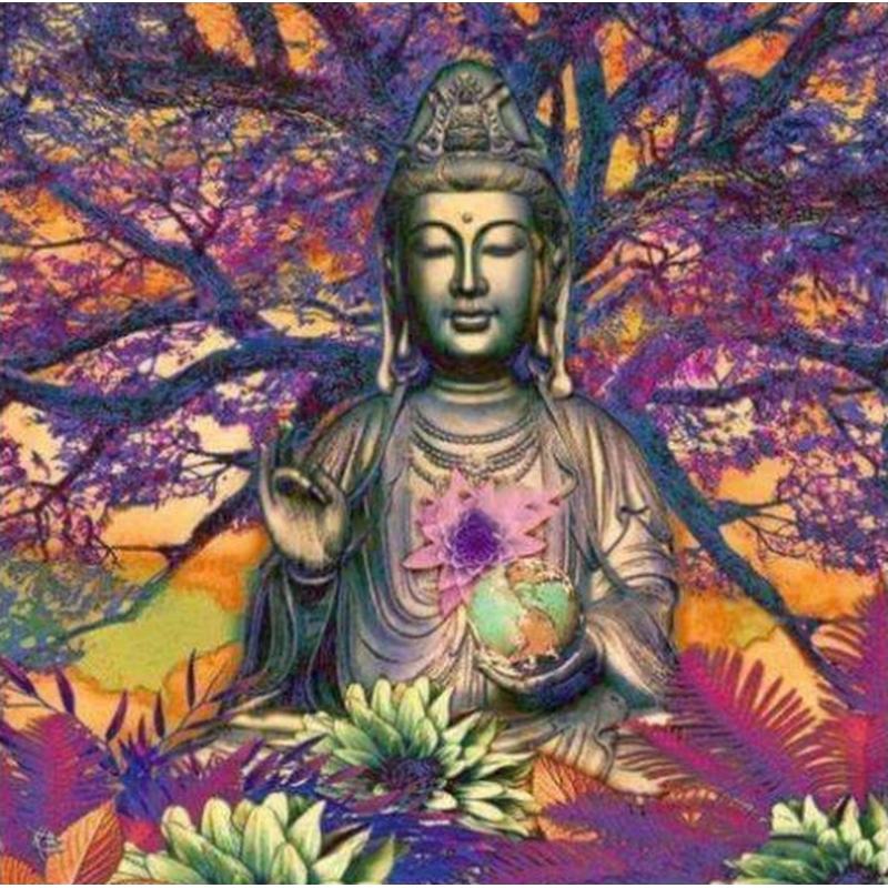 Buddha am Purpurbaum von Diamond Painter