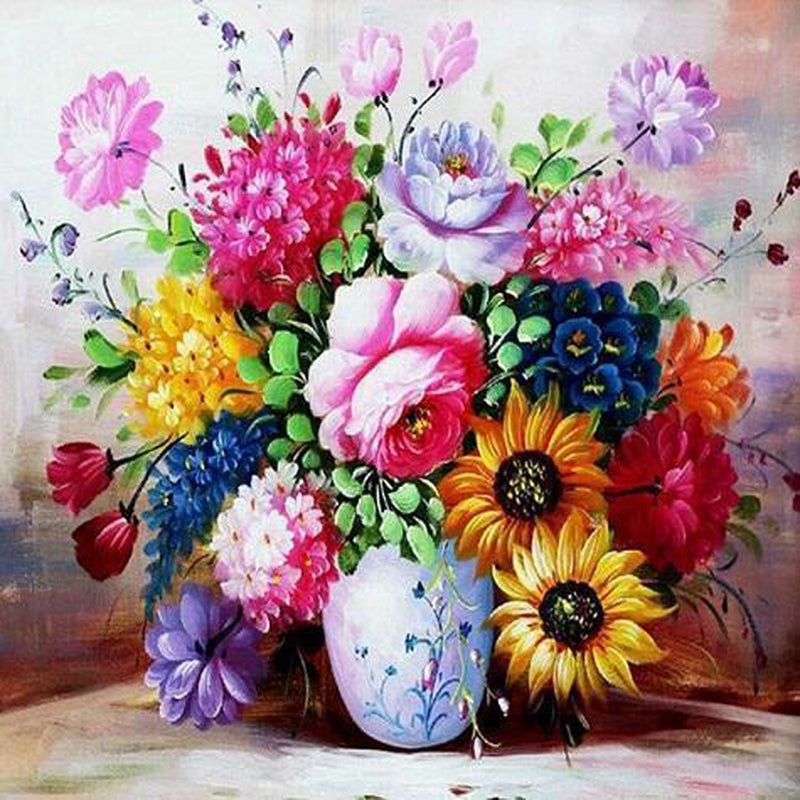 Bunte Vase mit Blumen von Diamond Painter