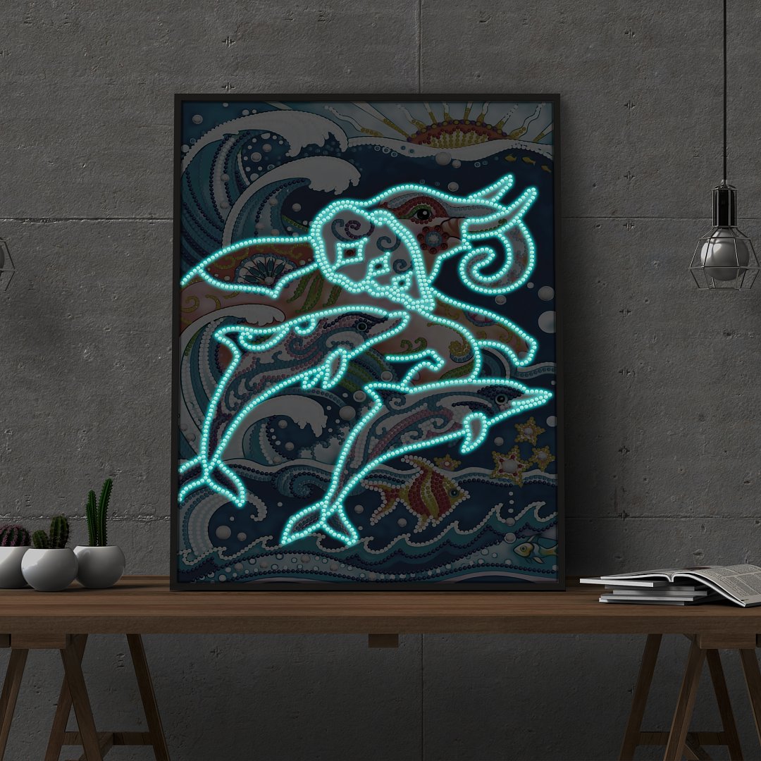 Delphin | Im Dunkeln leuchtend 30x40cm von Diamond Painter