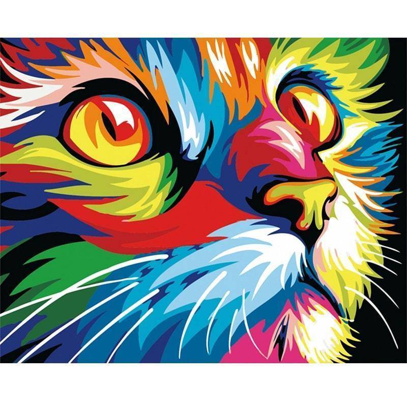 Farbige Katze | Malen nach Zahlen von Diamond Painter