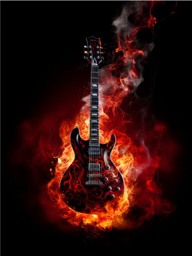 Gitarre im Feuer von Diamond Painter