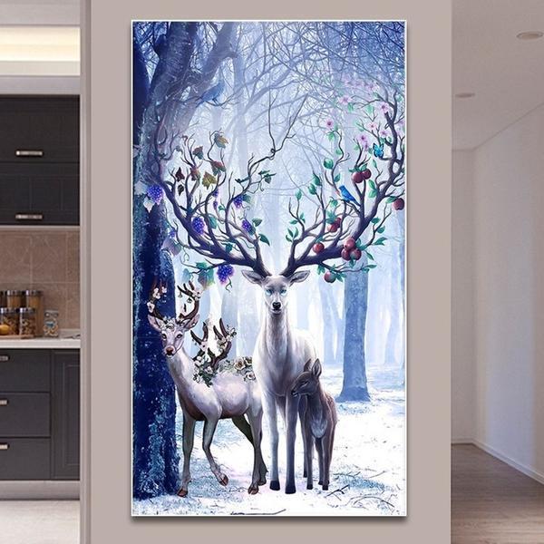 Hirsche im Schnee ab 50x90cm von Diamond Painter