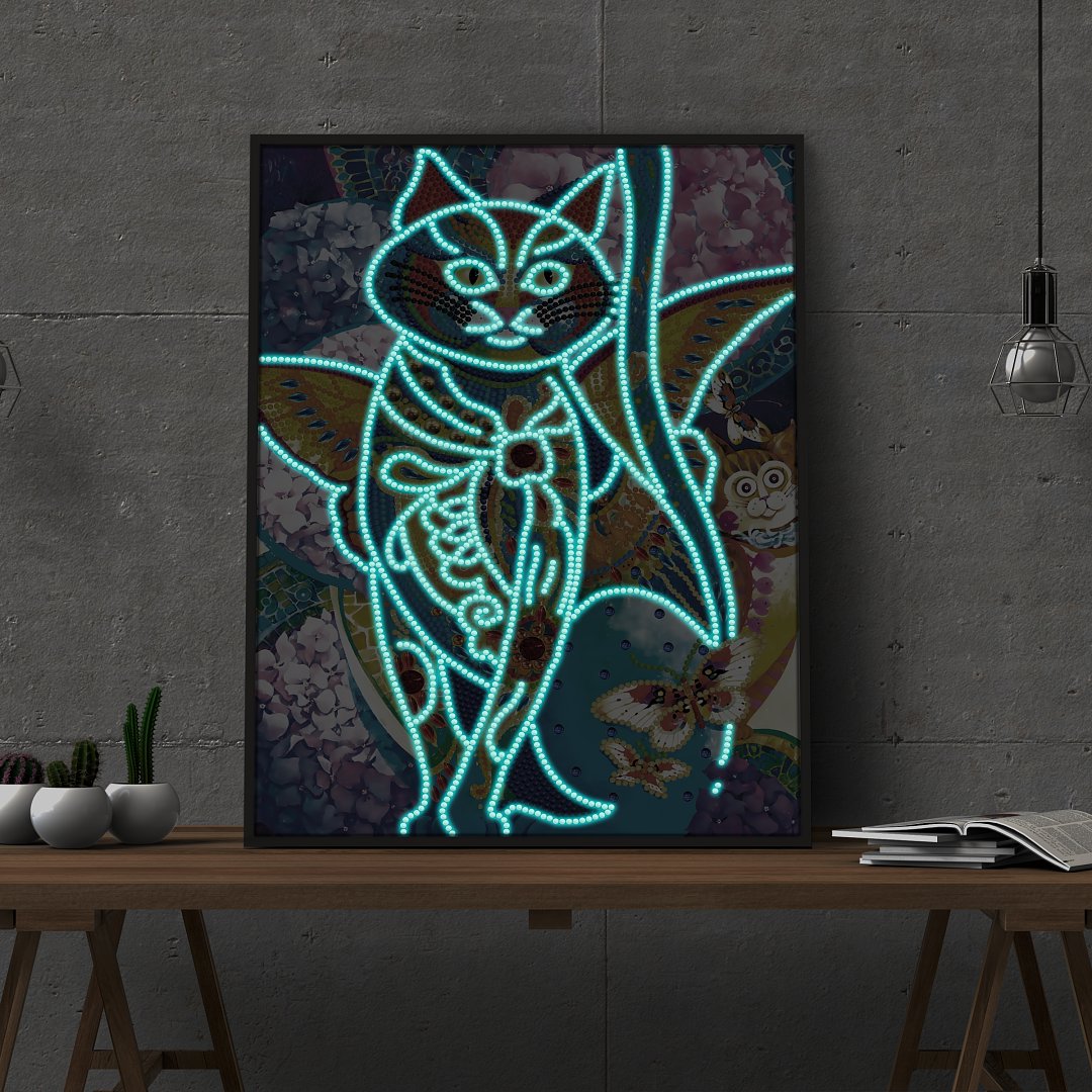 Katze | Im Dunkeln leuchtend 30x40cm von Diamond Painter