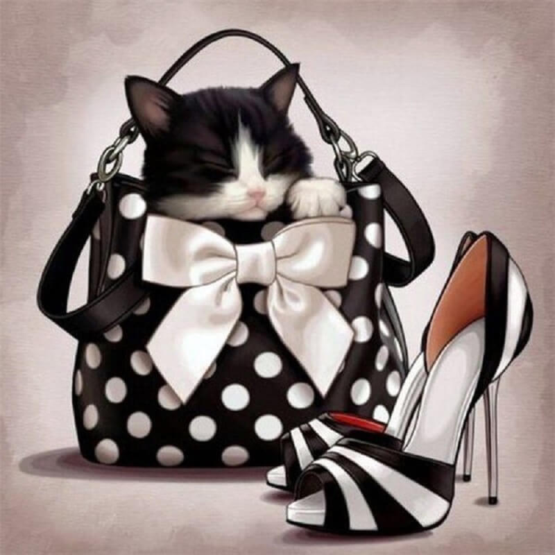 Katze in der Handtasche von Diamond Painter