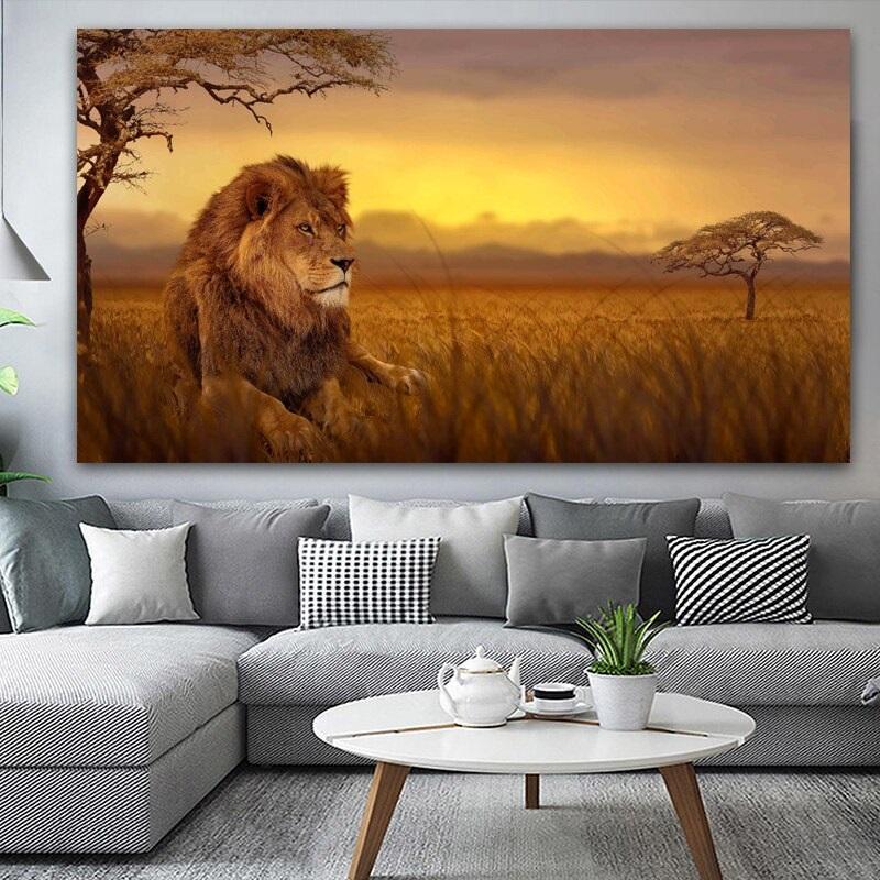 Löwe in der Savanne ab 50x90cm von Diamond Painter