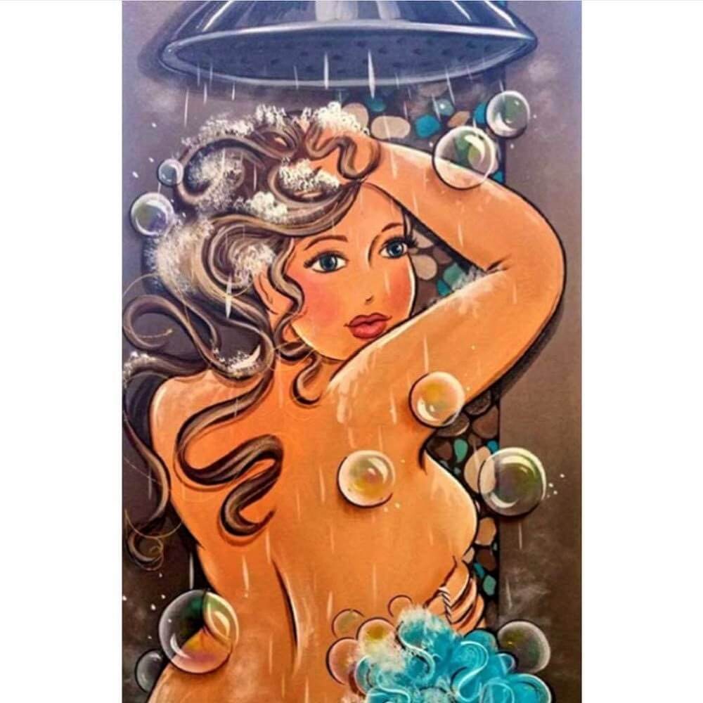 Mollige Damen | Dusche von Diamond Painter