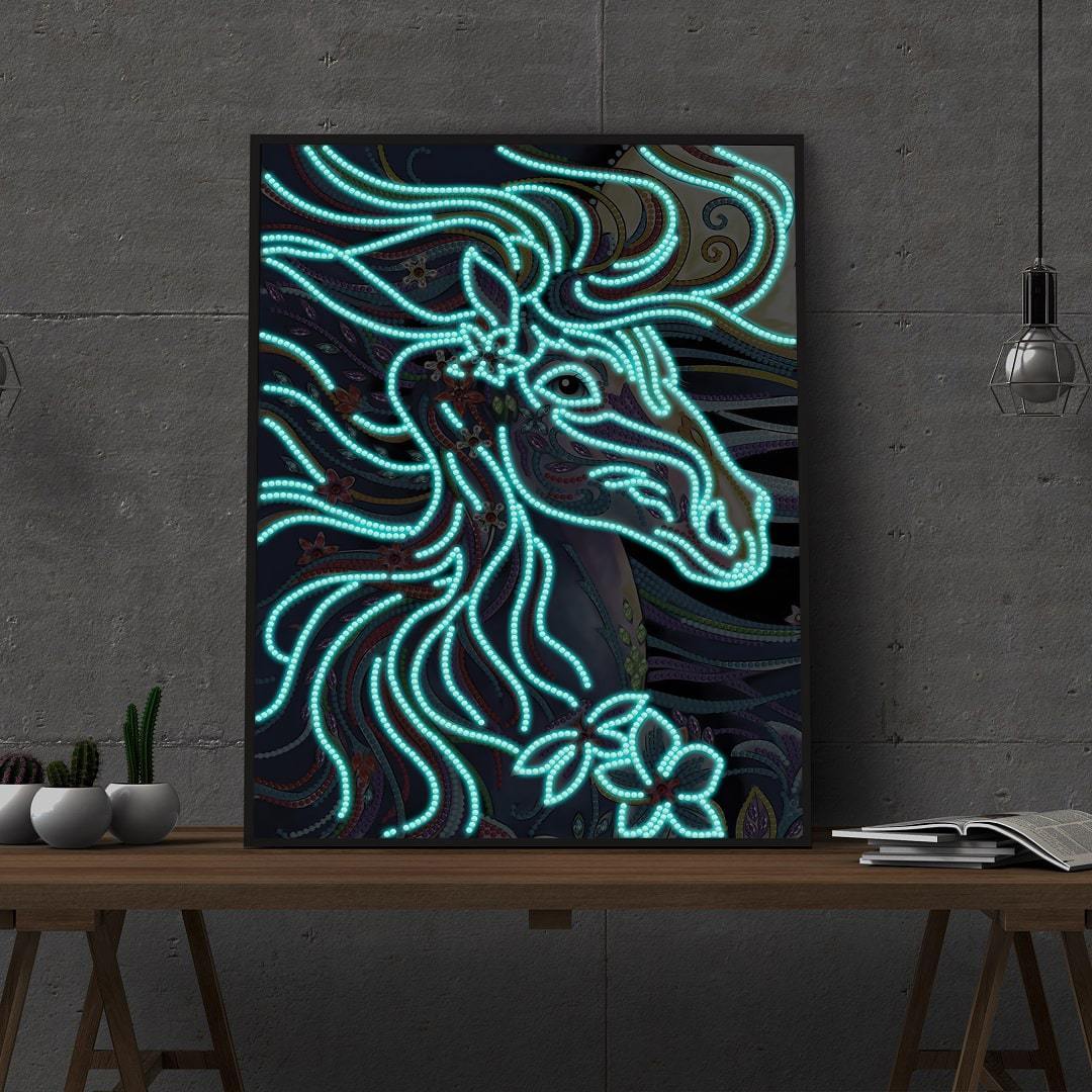 Pferd 2 | Im Dunkeln leuchtend 30x40cm von Diamond Painter