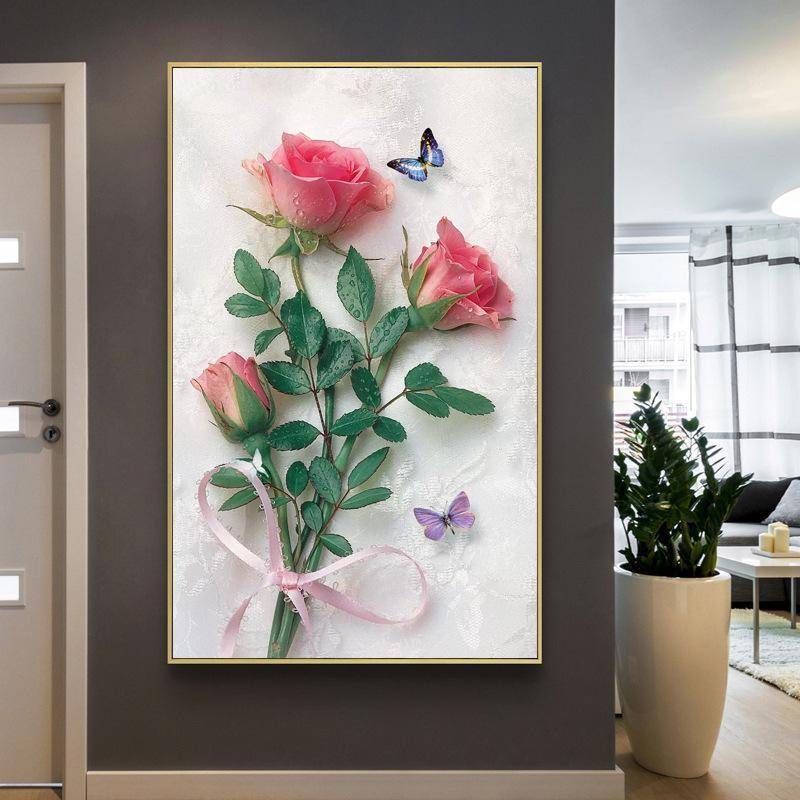 Rosen mit Schmetterlingen ab 50x80cm von Diamond Painter