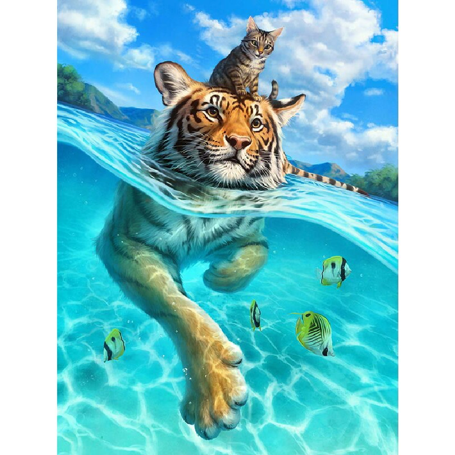 Schwimmender Tiger von Diamond Painter