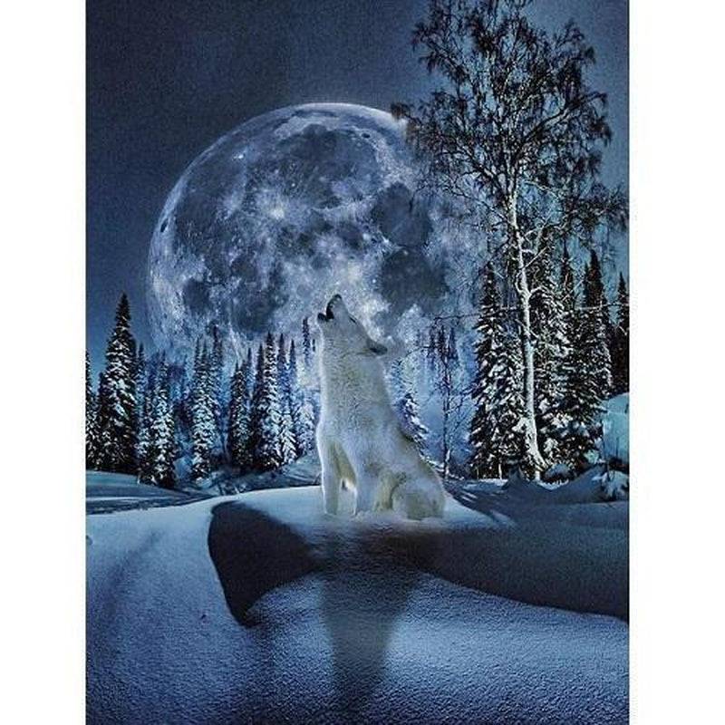 Wolf in verschneiter Landschaft von Diamond Painter
