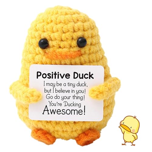 Positive Ente, emotionale Unterstützung, Plüsch, niedliche Enten-Plüsch, Mini-Strickente mit Karte, positive Ente häkeln, Geburtstagsgeschenke, Freunde, Party-Dekoration, Glücksente Positive Ente, emotionale Unterstützung, Plüsch, niedliche Enten-Plüsch, Mini-Strickente mit Karte, positive Ente häkeln, Geburtstagsgeschenke, Freunde, Party-Dekoration, Glücksente von Diane