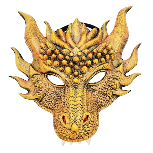 Drachenkostüm für Halloween, Cosplay, gruseliges Tier, halbes Gesicht, PU-Schaum, 3D-Drachenkopf für Damen und Herren, 3D-Drache von Diarypiece