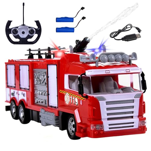 Diawell RC Ferngesteuertes Auto Feuerwehr mit Licht Wasserspritz Funktion Sirene Akku+Ladegeräte Neuheit Super Geschenk von Diawell