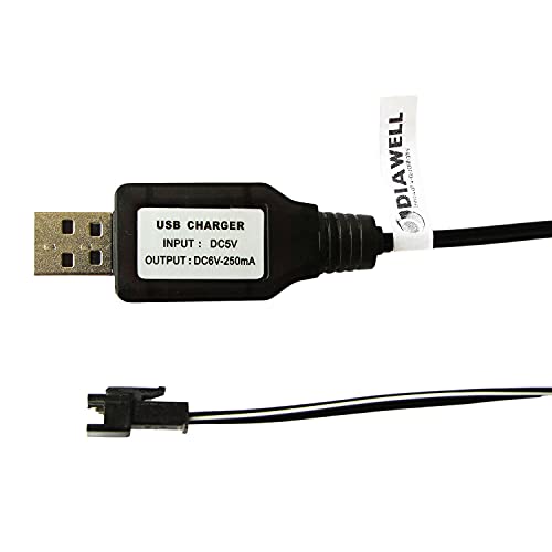Diawell USB Ladekabel Ladegerät für Akku NiCd NiMh 7,2V 250 mA mit SM Stecker Modellbatterien von Diawell