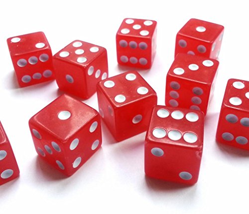 Würfel, Casino-Stil, 19 mm Seitenlänge, Rot, 20 Stück Würfel, Casino-Stil, 19 mm Seitenlänge, Rot, 20 Stück von Dice