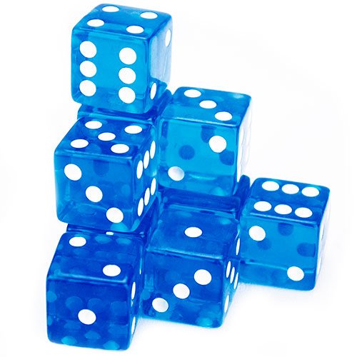 Würfel/Craps, Casino-Stil, groß, 19 mm, Blau, 10 Stück von Dice