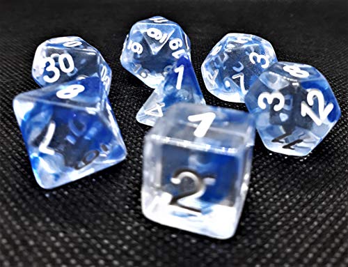 Dice4friends 09138 - Würfelset Transparent: Nebula Blue (7) von Dice4friends