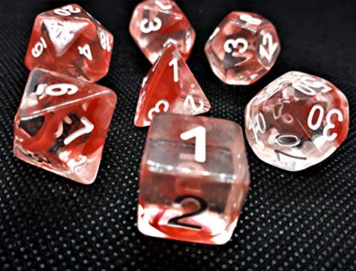 Dice4friends 09139 - Würfelset Transparent: Nebula Red (7) von Dice4friends