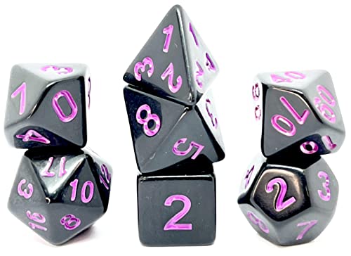 Dice4friends 09143 - Würfelset Pearl: Black/Purple (7) von Dice4friends
