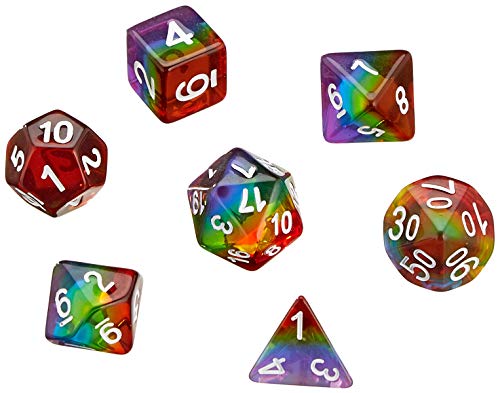 Dice4friends 09165 - Würfelset Transparent: Rainbow (7) von Dice4friends