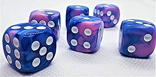 Dice4friends 70736 - Würfelset D6 Two Toned: Blue/Pink+White (12) von Dice4friends