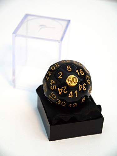 Dice4friends 85995 -DICe-Up D50 in Acrylbox + Satinbag - Black/Gold, 40mm von Dice4friends