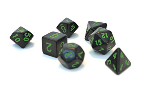 Dice4friends 86050 - Würfelset Pearl: Black/Green (7) von Dice4friends